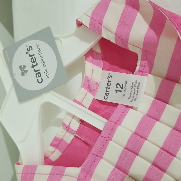 NWT Carter's Little Collection Pink Striped Dress - Picture 6 of 9